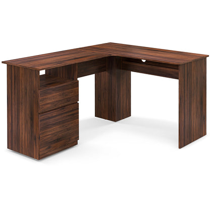 L-Shaped Computer Desk with Letter File Drawer