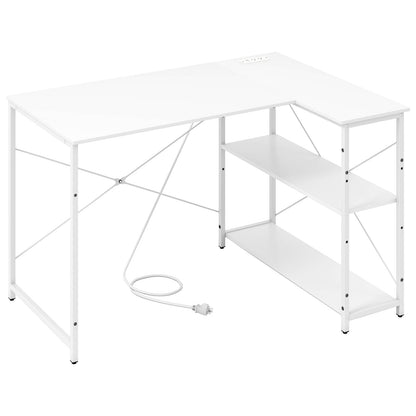 L-shaped 47 Inch Reversible Corner Desk with Adjustable Storage Shelves