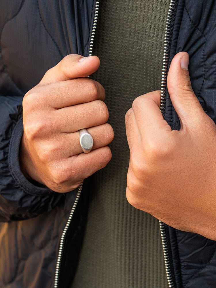 Round Signet Rings (Oxidized)