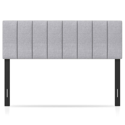 Linen Upholstered Headboard with Solid Wood Legs and Adjustable Width