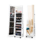64 Inches Lockable Jewelry Cabinet Armoire with Built-in Makeup Mirror