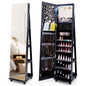 64 Inches Lockable Jewelry Cabinet Armoire with Built-in Makeup Mirror