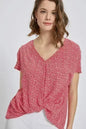 V-Neck Wrap Front Blouse - Knot Detail Short Sleeve Top for Women | Femstylo