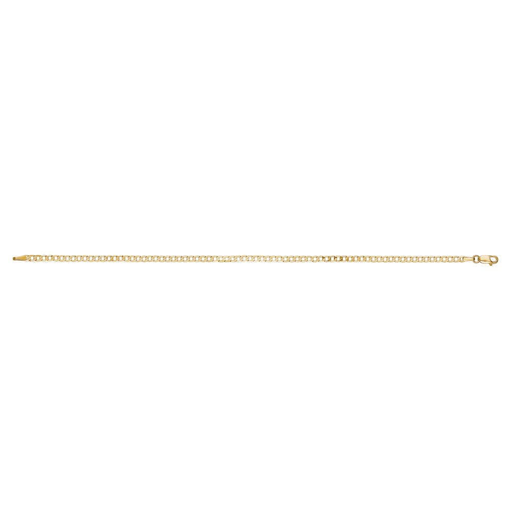 14K Solid Yellow Gold Curb Link Chain Bracelet for Men Made in Italy-Length 8in