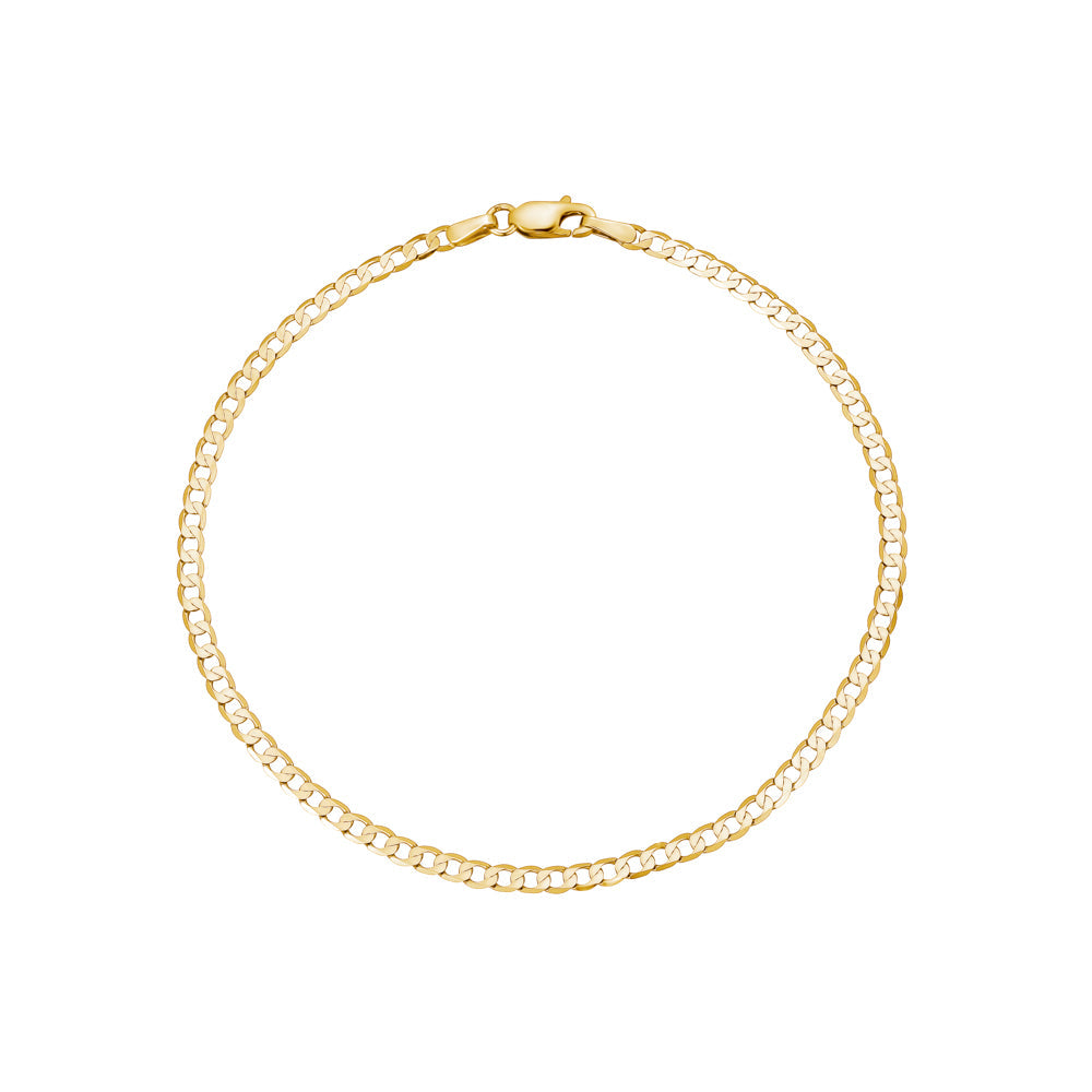 14K Solid Yellow Gold Curb Link Chain Bracelet for Men Made in Italy-Length 8in