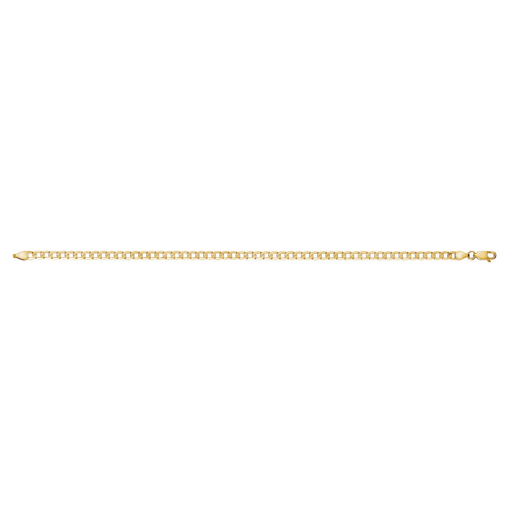 14K Solid Yellow Gold Curb Link Chain Bracelet for Men Made in Italy-Length 8in