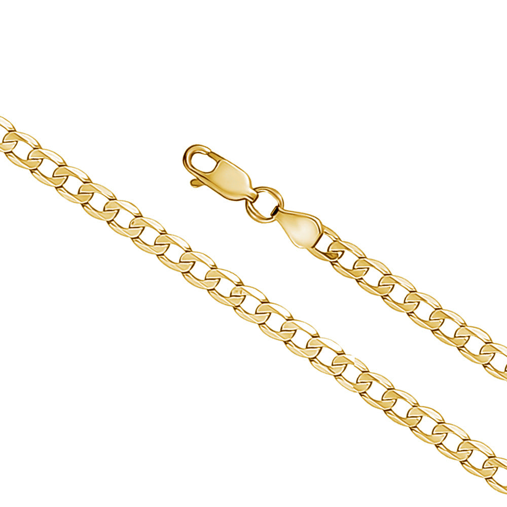 14K Solid Yellow Gold Curb Link Chain Bracelet for Men Made in Italy-Length 8in