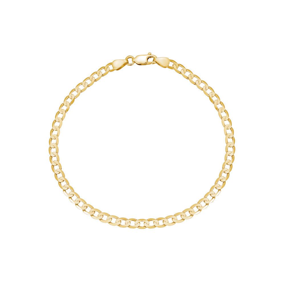 14K Solid Yellow Gold Curb Link Chain Bracelet for Men Made in Italy-Length 8in