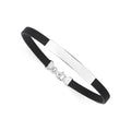 Sterling Silver 925 Engravable Bracelet Mens ID Bar Bracelet with Rubber Band 7.25"