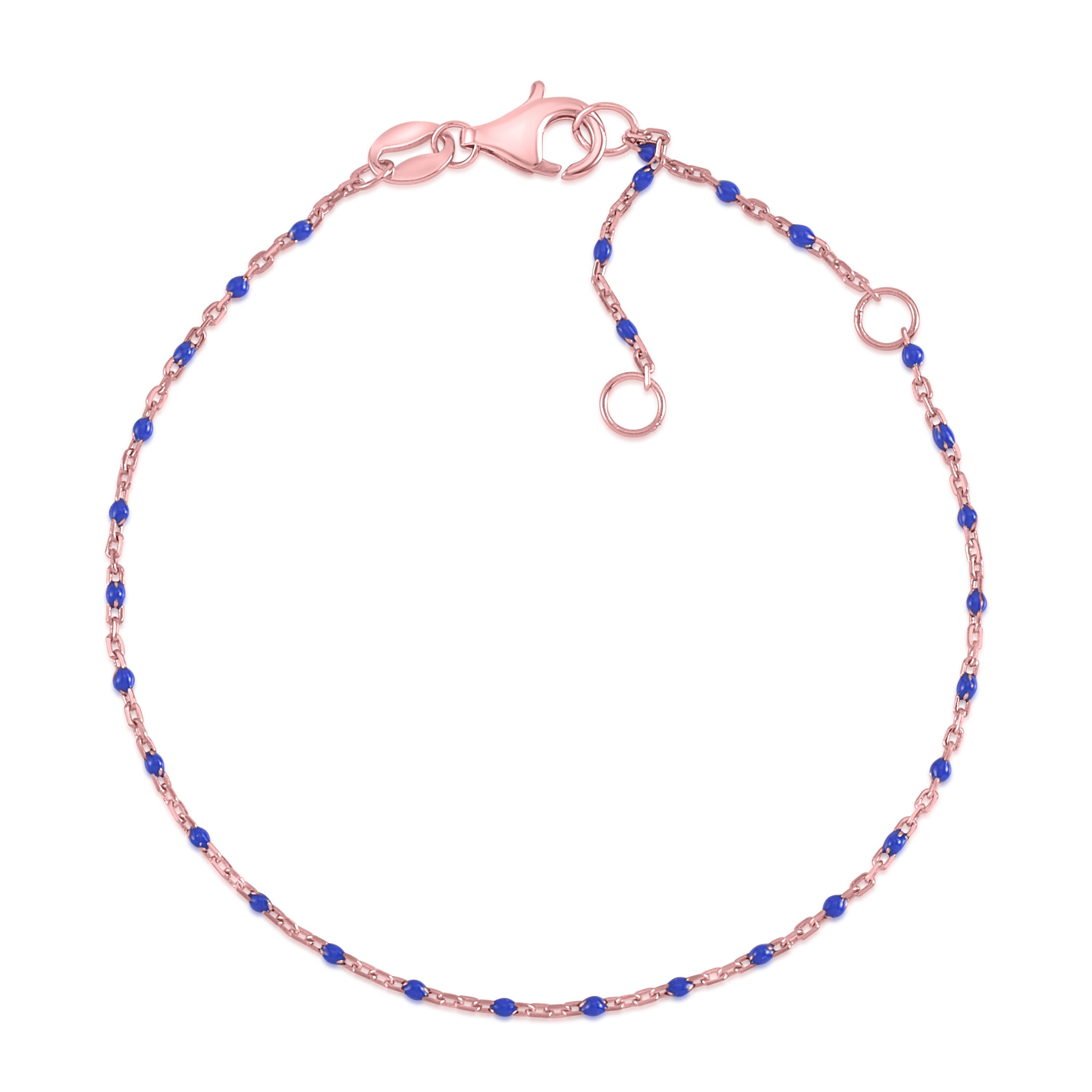 MASSETE Sterling Silver 925 Thin Dew Drop Stacking Bracelet Enamel Cable Chain 7.5"