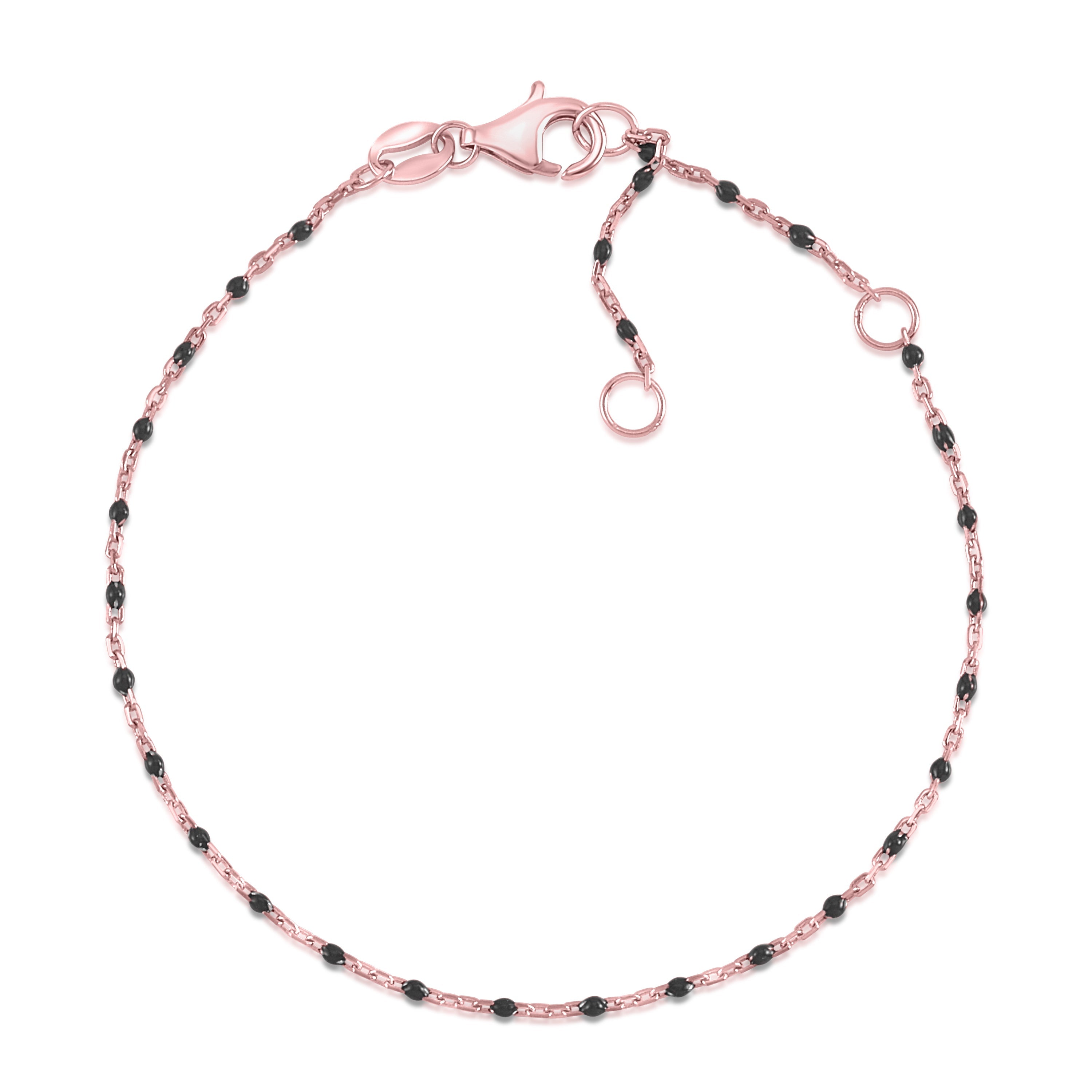 MASSETE Sterling Silver 925 Thin Dew Drop Stacking Bracelet Enamel Cable Chain 7.5"