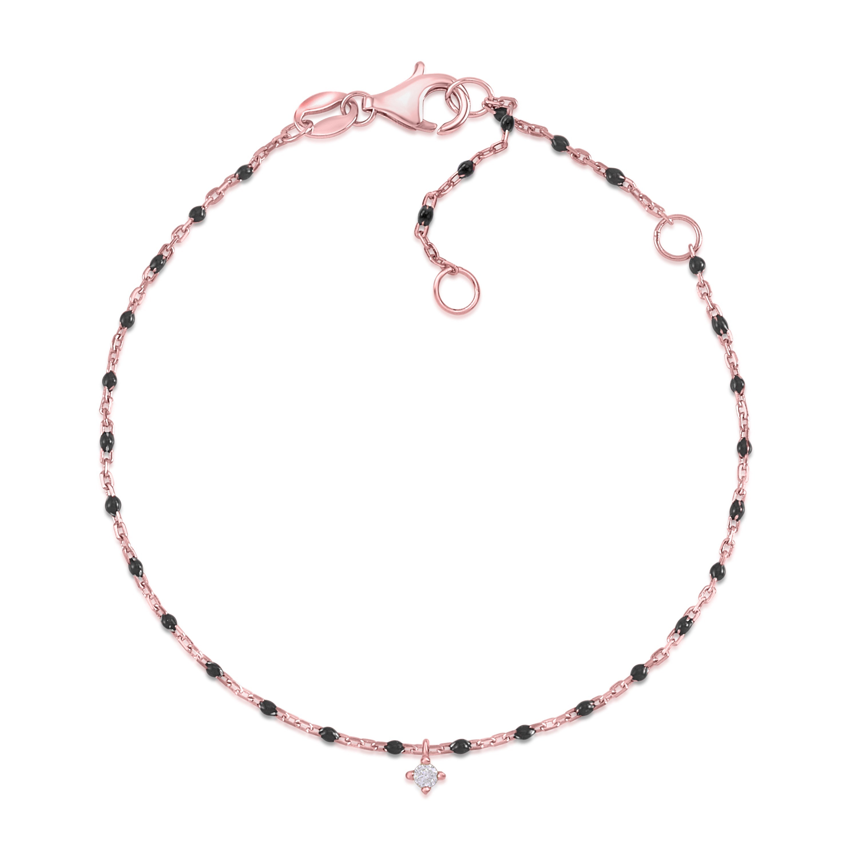 MASSETE Sterling Silver 925 Thin Dew Drop Stacking Bracelet Enamel Cable Chain 7.5"