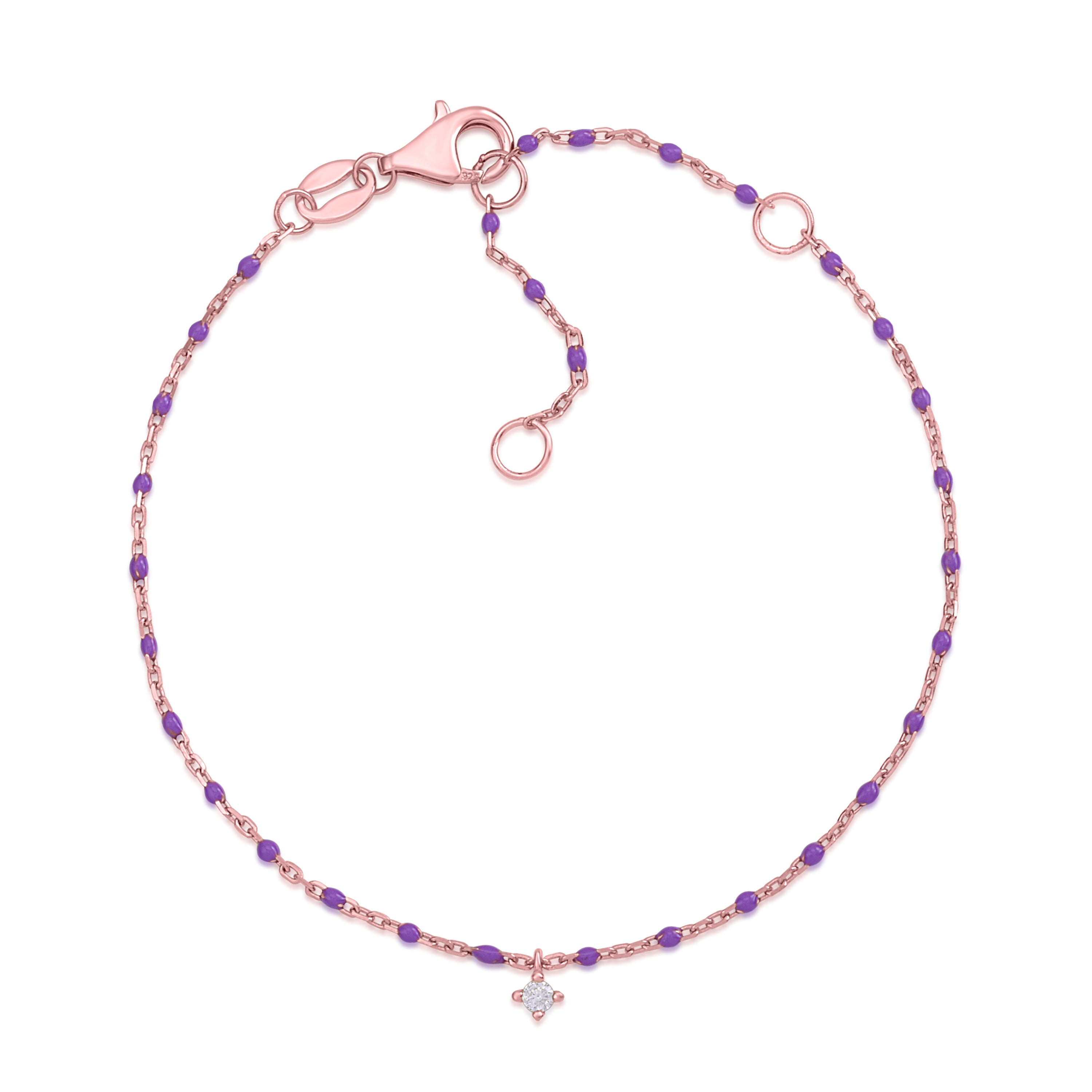 MASSETE Sterling Silver 925 Thin Dew Drop Stacking Bracelet Enamel Cable Chain 7.5"