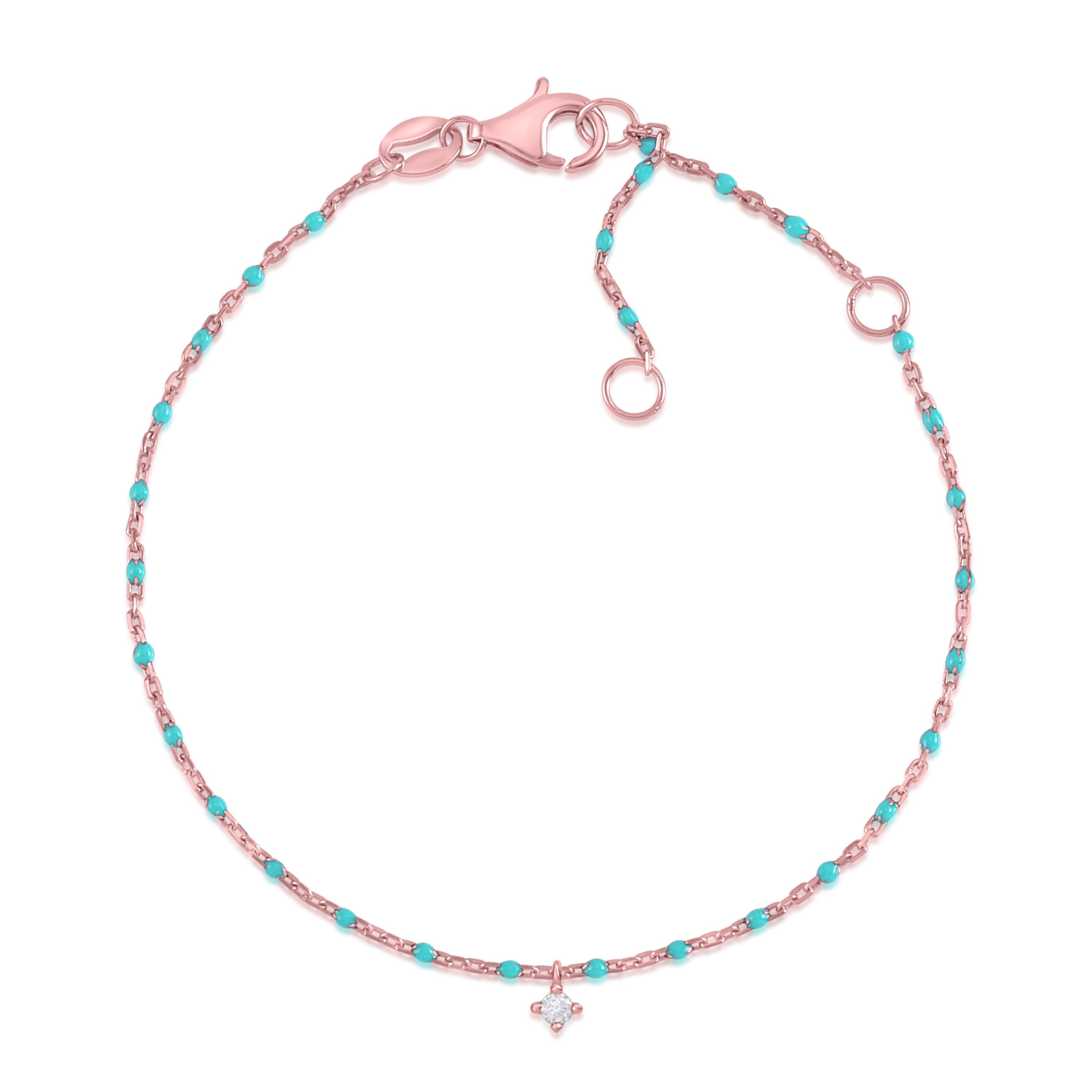 MASSETE Sterling Silver 925 Thin Dew Drop Stacking Bracelet Enamel Cable Chain 7.5"