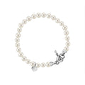 White Round Freshwater Cultured Pearl Bracelet for Girls 5mm Sterling Silver Heart Shape Key Lock Charm Clasp 6.5"