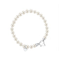 White Round Freshwater Cultured Pearl Bracelet for Girls 5mm Sterling Silver Heart Clasp and Charm 6.5"