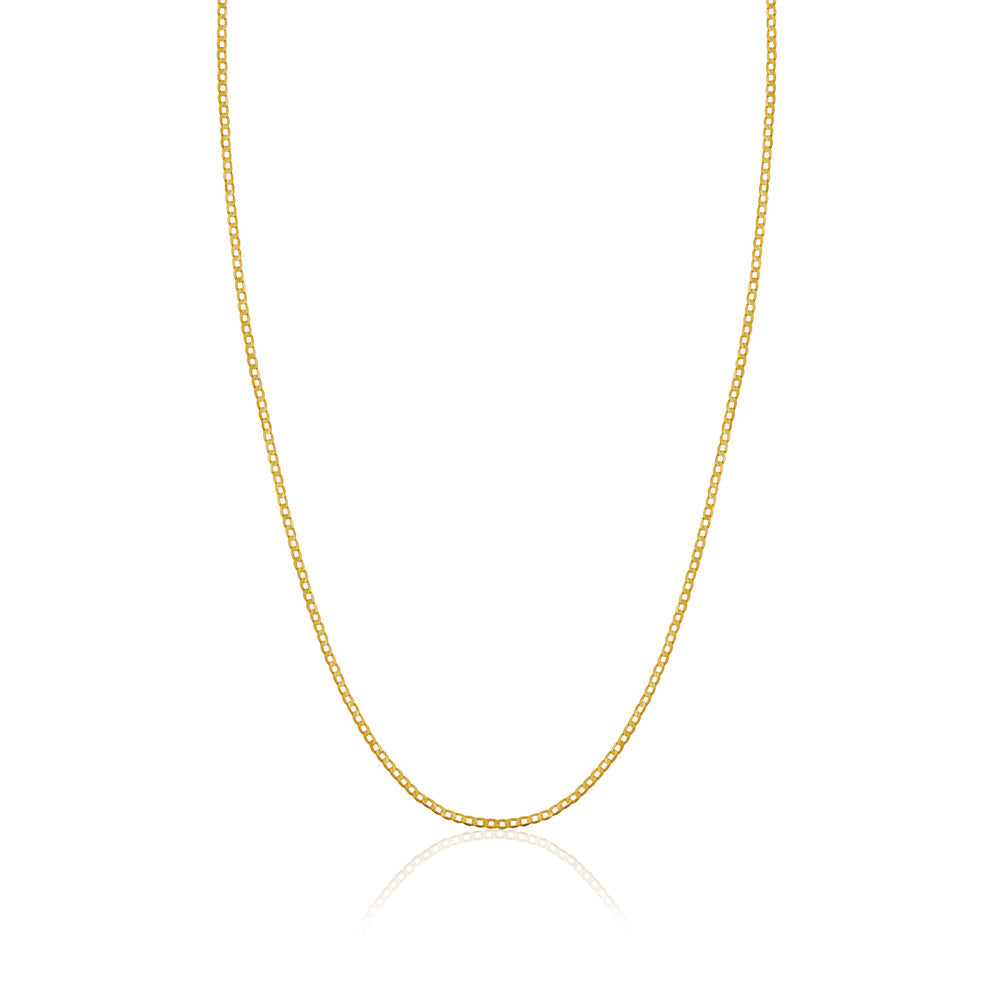 14K Solid Yellow Gold Curb Link Chain Necklace for Women and Girls Made in Italy - Width 1.5mm