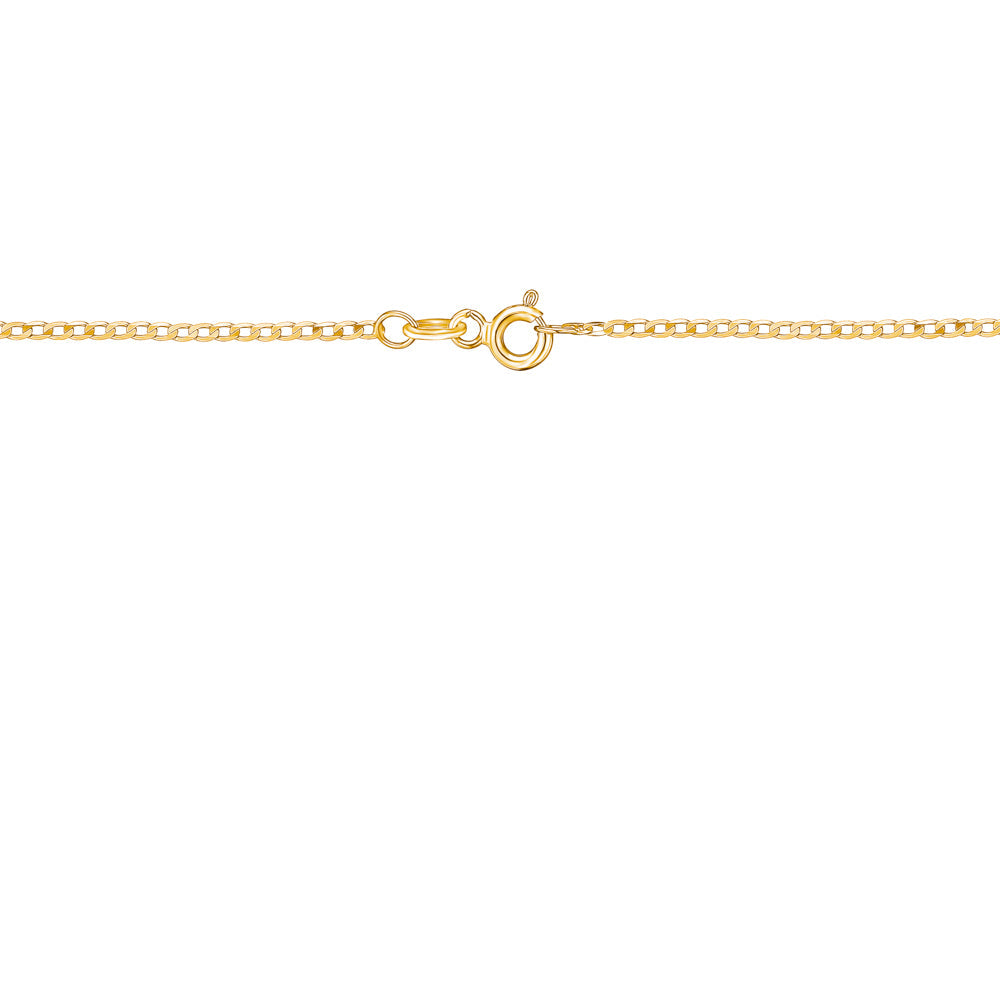14K Solid Yellow Gold Curb Link Chain Necklace for Women and Girls Made in Italy - Width 1.5mm