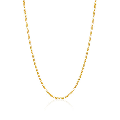 14K Solid Yellow Gold Curb Link Chain Necklace for Women and Girls Made in Italy-Width 2mm