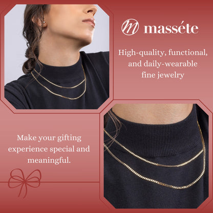 14K Solid Yellow Gold Curb Link Chain Necklace for Women and Girls Made in Italy-Width 2mm