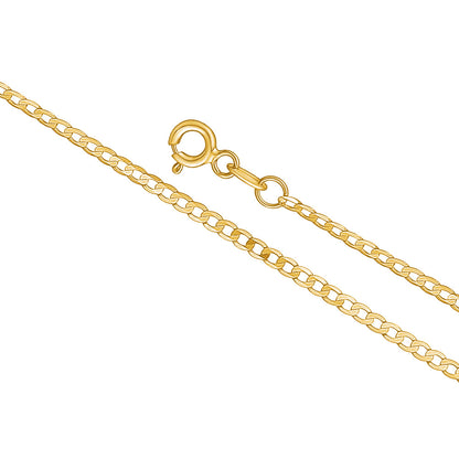 14K Solid Yellow Gold Curb Link Chain Necklace for Women and Girls Made in Italy-Width 2mm