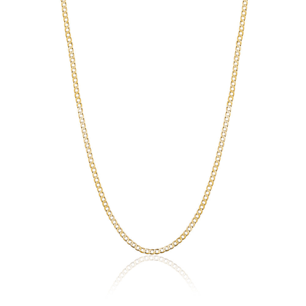 14K Solid Yellow Gold Curb Link Chain Necklace for Men and Women Made in Italy - Width 2.5mm Length 20"
