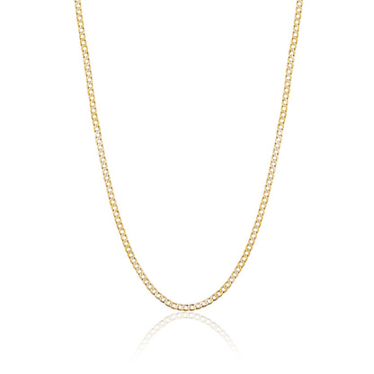 14K Solid Yellow Gold Curb Link Chain Necklace for Men and Women Made in Italy - Width 2.5mm Length 20"
