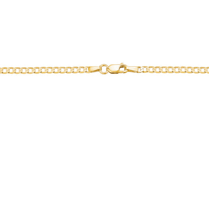 14K Solid Yellow Gold Curb Link Chain Necklace for Men and Women Made in Italy - Width 2.5mm Length 20"