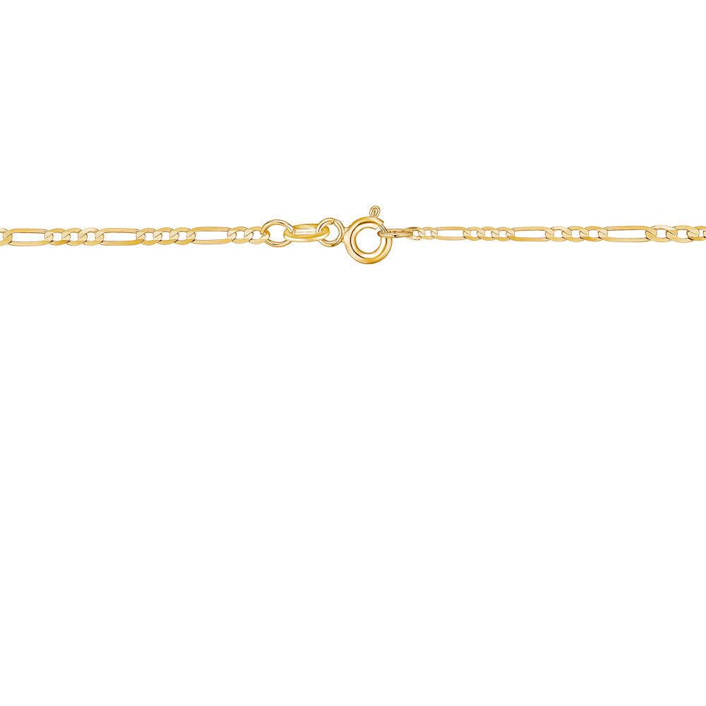 14K Solid Yellow Gold Figaro Link Chain 3+1 Necklace for Women and Girls Made in Italy - Width 2mm
