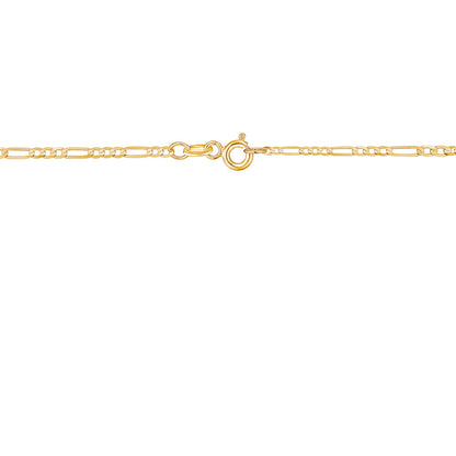 14K Solid Yellow Gold Figaro Link Chain 3+1 Necklace for Women and Girls Made in Italy - Width 2mm