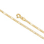 14K Solid Yellow Gold Figaro Link Chain 3+1 Necklace for Women and Girls Made in Italy - Width 2mm