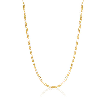 14K Solid Yellow Gold Figaro Link Chain 3+1 Necklace for Men and Women Made in Italy - Width 2.5mm Length 20"