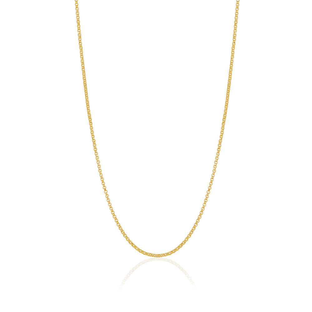 14K Solid Yellow Gold Rolo Link Chain Necklace Diamond Cut for Women and Girls Made in Italy - Width 1.5mm Length 16"