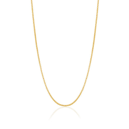 14K Solid Yellow Gold Rolo Link Chain Necklace Diamond Cut for Women and Girls Made in Italy - Width 1.5mm Length 16"