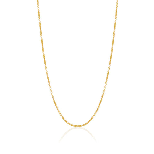 14K Solid Yellow Gold Rolo Link Chain Necklace Diamond Cut for Women and Girls Made in Italy - Width 1.5mm Length 16"