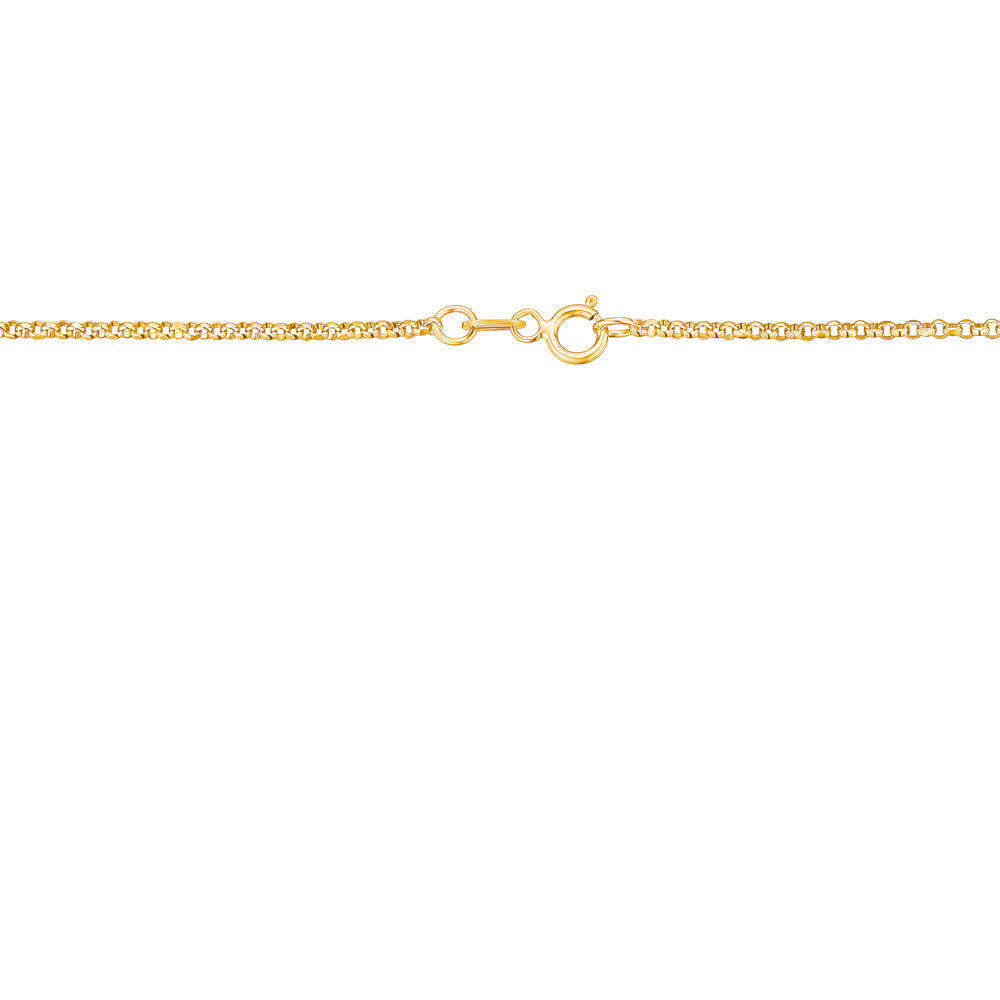 14K Solid Yellow Gold Rolo Link Chain Necklace Diamond Cut for Women and Girls Made in Italy - Width 1.5mm Length 16"
