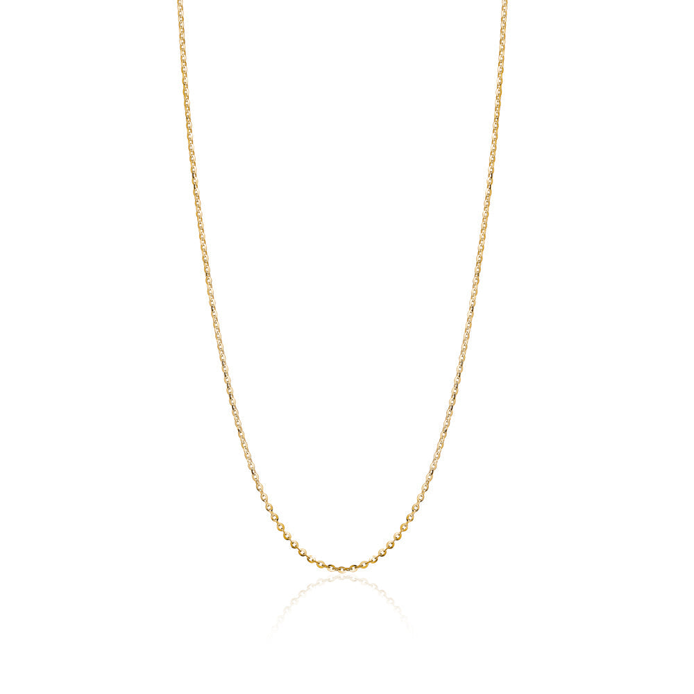 14K Solid Yellow Gold Flat Rolo Chain Necklace for Women and Girls Made in Italy - Width 1.5mm Length 16"