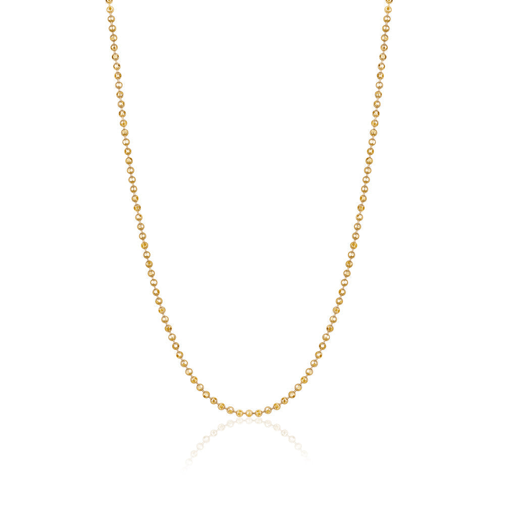 14K Solid Yellow Gold Beaded Chain Necklace Hexagon for Women and Girls Made in Italy - Width 2mm