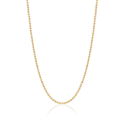 14K Solid Yellow Gold Beaded Chain Necklace Hexagon for Women and Girls Made in Italy - Width 2mm