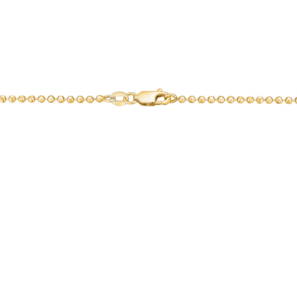14K Solid Yellow Gold Beaded Chain Necklace Hexagon for Women and Girls Made in Italy - Width 2mm