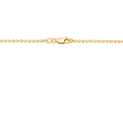 14K Solid Yellow Gold Beaded Chain Necklace Hexagon for Women and Girls Made in Italy - Width 2mm