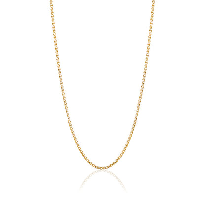 14K Solid Yellow Gold Flat Mariner Chain Necklace for Women and Girls Made in Italy - Width 2mm Length 18"