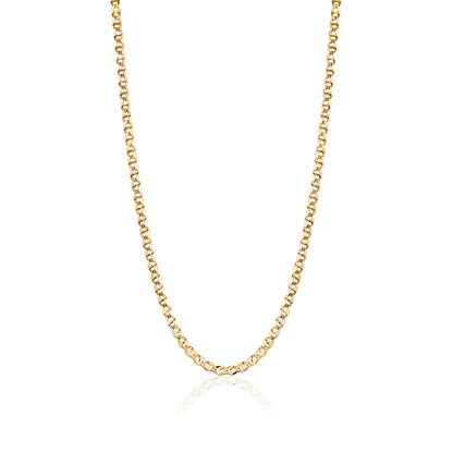 14K Solid Yellow Gold Flat Mariner Chain Necklace for Men and Women Made in Italy - Length 20in Width 3mm