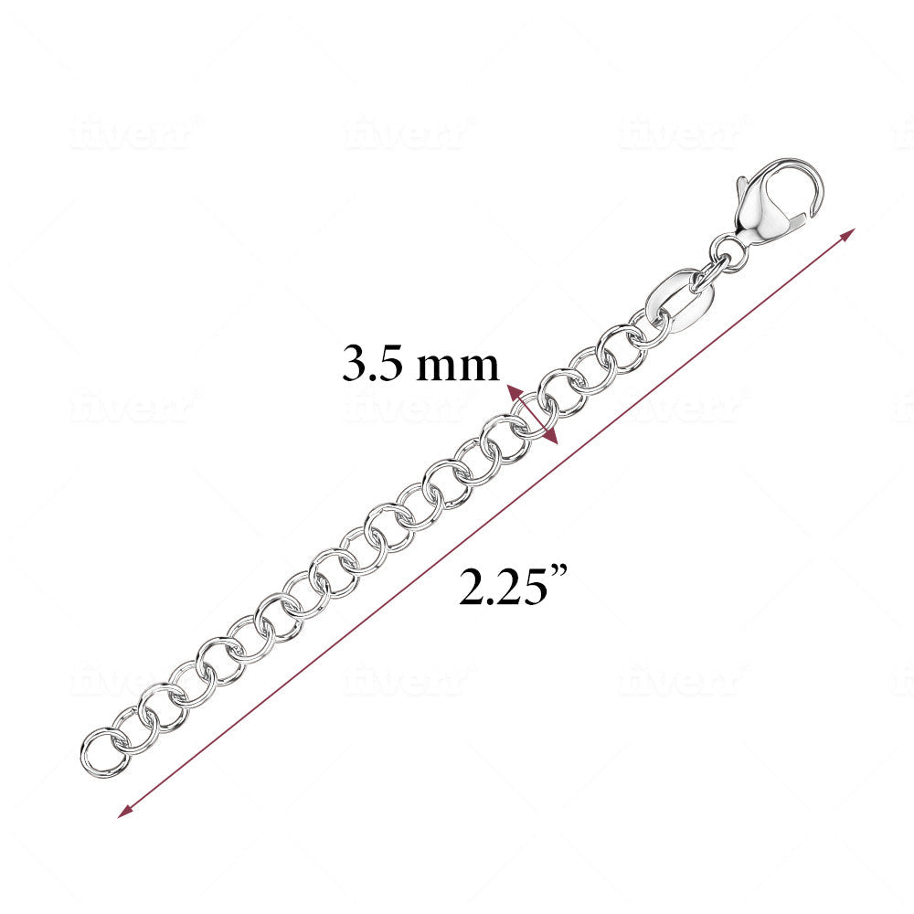Chain Extender for Necklace Sterling Silver Rolo Width 3.6mm Length 2"