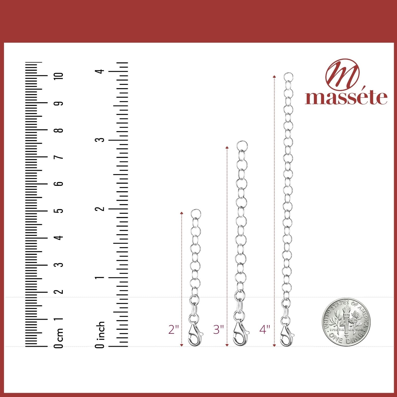Chain Extender for Necklace Sterling Silver Rolo Italy