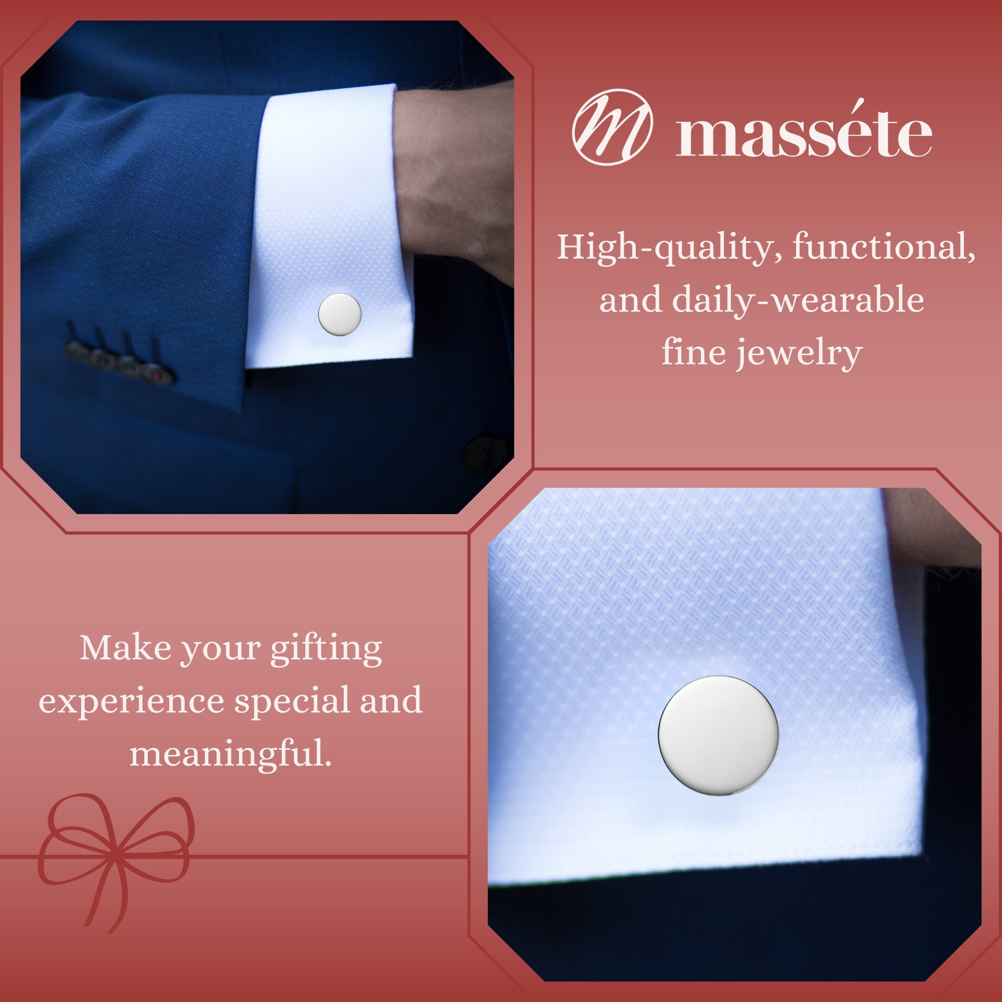 Sterling Silver Cufflinks for Men Personalized with Engraved Initials or Name Round Shape Gift for Men - Made in Italy