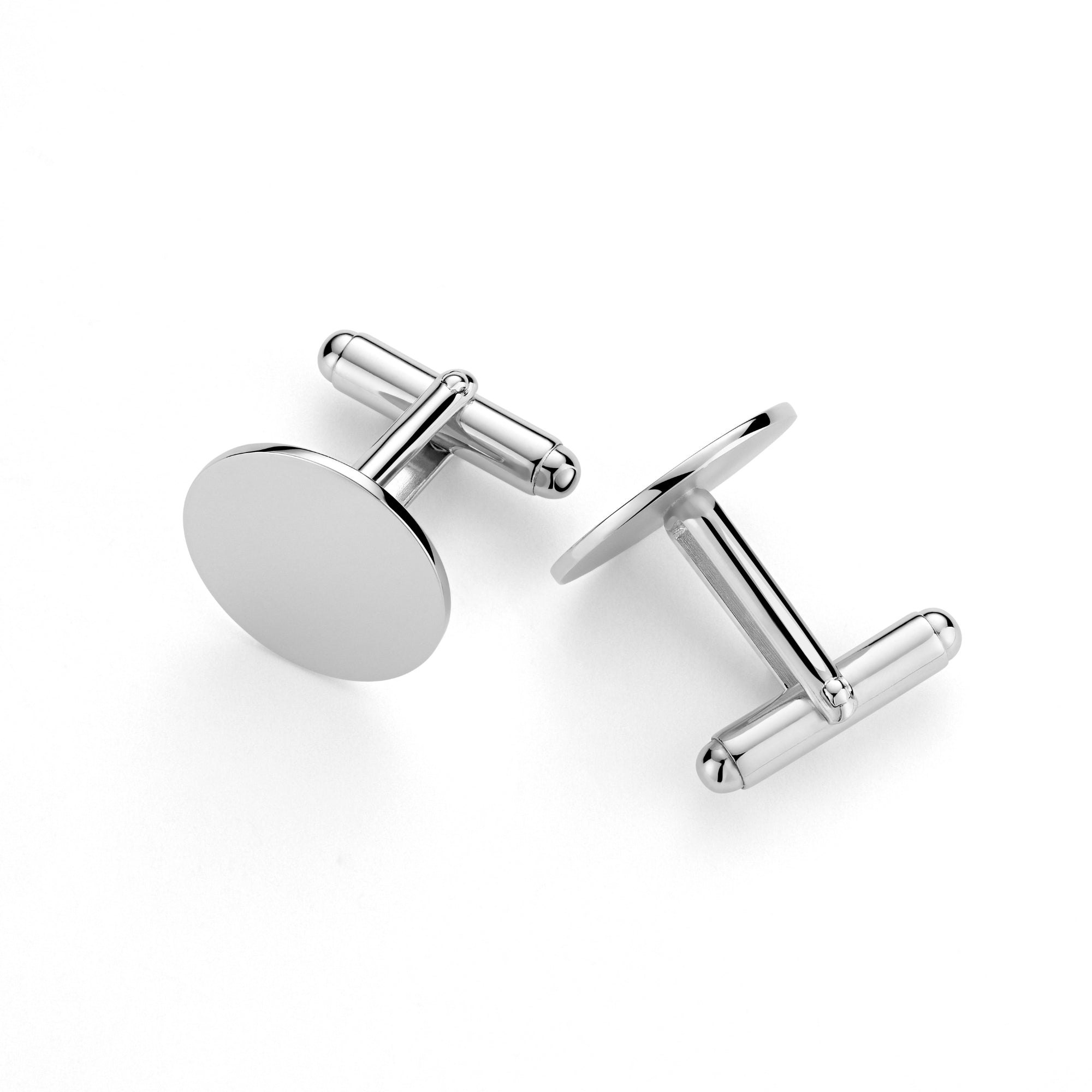 Sterling Silver Cufflinks for Men Personalized with Engraved Initials or Name Round Shape Gift for Men - Made in Italy