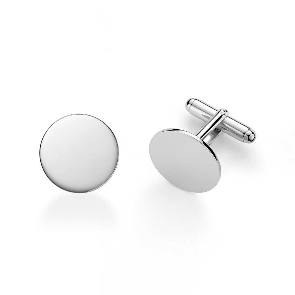 Sterling Silver Cufflinks for Men Personalized with Engraved Initials or Name Round Shape Gift for Men - Made in Italy