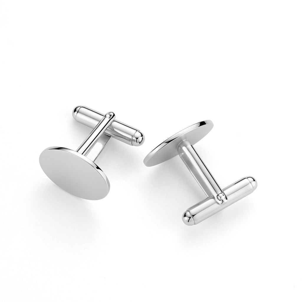 Sterling Silver Cufflinks for Men Personalized with Engraved Initials or Name Oval Shape Gift for Men - Made in Italy
