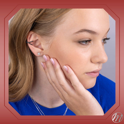 Sterling Silver Faux Conch Hoop Earrings Criss Cross with Simulated Diamonds Cartilage Ear Cuff for Non Pierced Ears